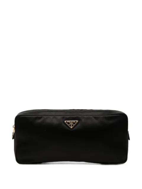 Prada Pre-Owned 2013-2026 Satin Multi Zip Pouch clutch bag Black ASH47BFBA7VAF9S5