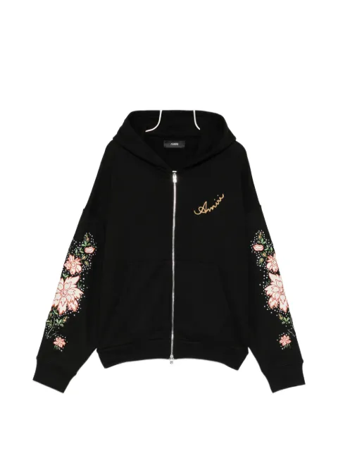 AMIRI floral-embroidered zip hoodie Black AM426JR055