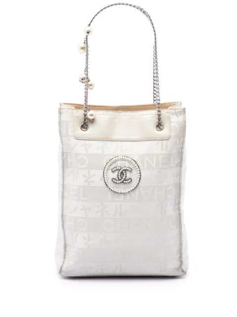 CHANEL Pre-Owned 2004-2005 CC Canvas Pearl tote bag White VMOQX908RC1DJH19