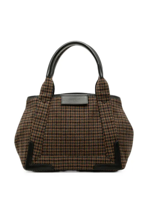 Balenciaga Pre-Owned 2017 Wool Houndstooth Navy Cabas S tote bag Brown 6OBC9WH2UH516DFE