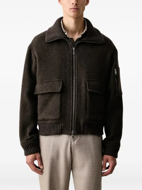 Paul & Shark ribbed-collar zip-up jacket Brown 16312535