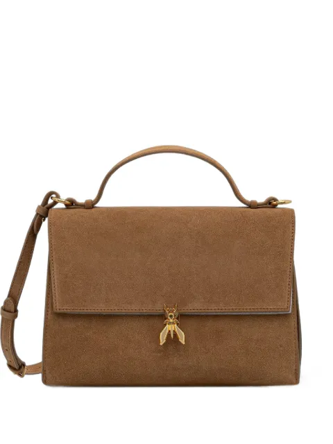 Patrizia Pepe Fly-plaque suede shoulder bag Brown 8B0173L152