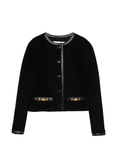 Celine Pre-Owned cropped suede jacket Black CSVM9447