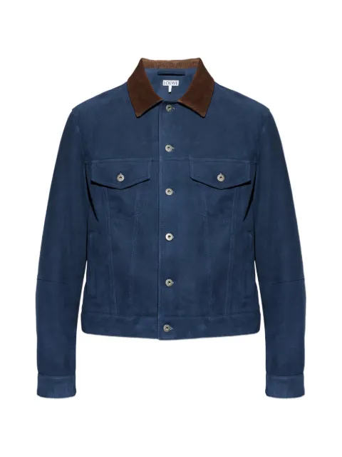 LOEWE corduroy-collar suede jacket Blue H526Y34LBN