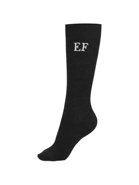 Elisabetta Franchi stretch wool socks with logo Black CZ11A67E2