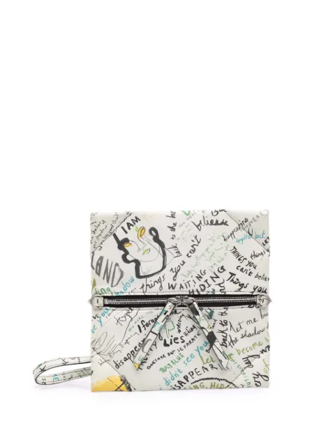 Maison Martin Margiela Pre-Owned 2000-2026 Leather Graffiti Front Zip Pouch coin pouch White KLOCAECUW009U7KL