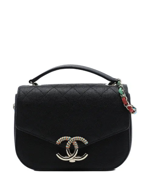 CHANEL Pre-Owned 2016-2017 Paris Cuba Medium Quilted Caviar Thread Around Flap crossbody bag Black 9RR8A996Y9GCS0OY