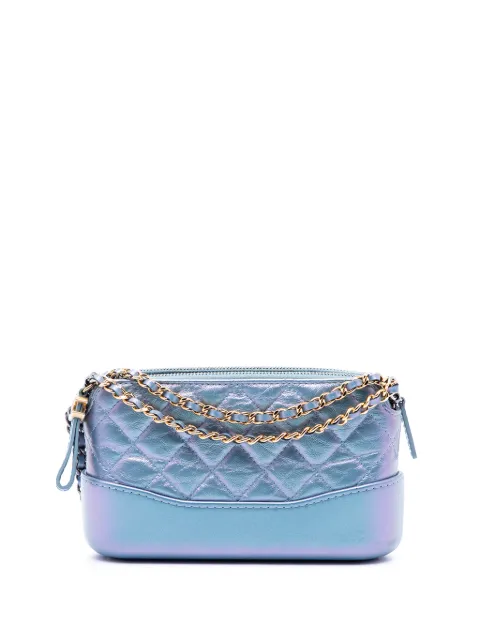 CHANEL Pre-Owned 2019 Iridescent Aged Calfskin Gabrielle Double Zip Clutch with Chain crossbody bag Blue EP0A4312YK5GIYLS