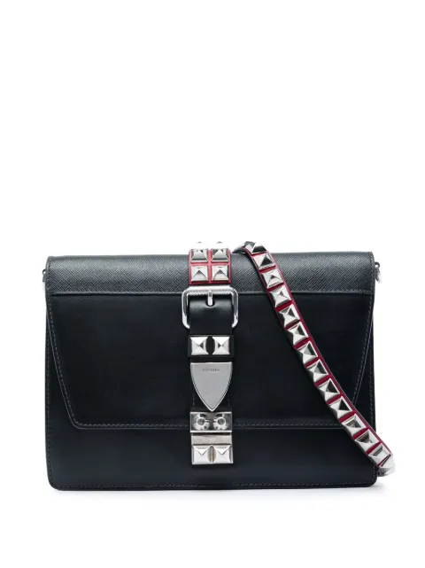 Prada Pre-Owned 2018-2020 City Calf and Saffiano Studded Elektra crossbody bag Black 9VXN88UKK3OQIGN5