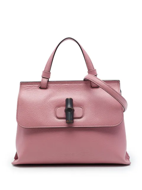Gucci Pre-Owned 2016-2026 Small Calfskin Bamboo Daily satchel Pink 27FII9XEOVPGN6T6