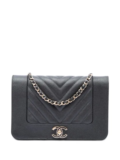 CHANEL Pre-Owned 2019 Chevron Caviar Mademoiselle Wallet On Chain crossbody bag Black 67TQO92L4EF16NQS