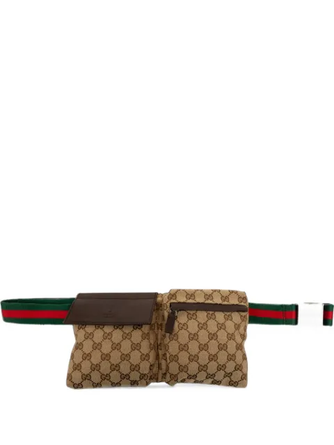 Gucci Pre-Owned 2000-2015 GG Canvas Web Double Pocket belt bag Neutrals RVXWL90IQJ1GZOV7