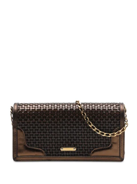 Burberry Pre-Owned 2000-2017 Metallic Woven Calfskin and Suede Flap crossbody bag Brown 18C0K4NOVPIUW7KJ