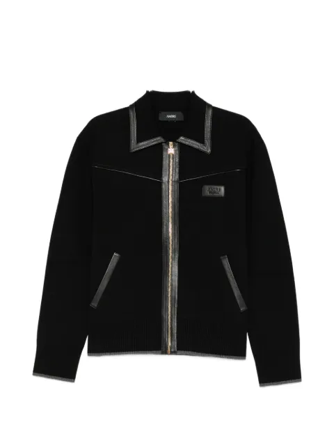AMIRI leather-trimmed zip-up jacket Black AM426KN025