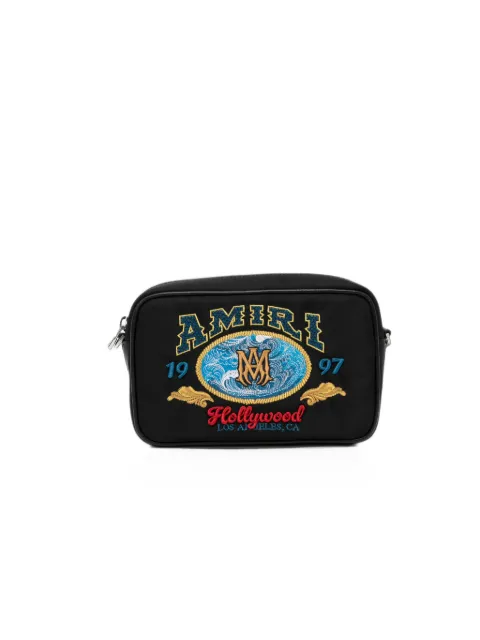 AMIRI logo-embroidered camera bag Black AM426BA012