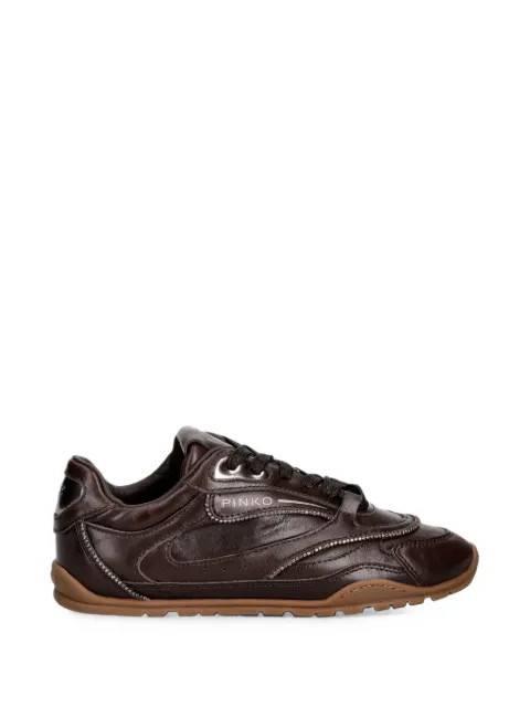 PINKO crystal-embellished leather sneakers Brown SS0223P003L72