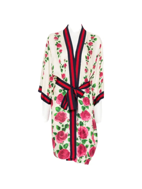 Gucci Pre-Owned floral-print belted kimono Neutrals CSVM9440
