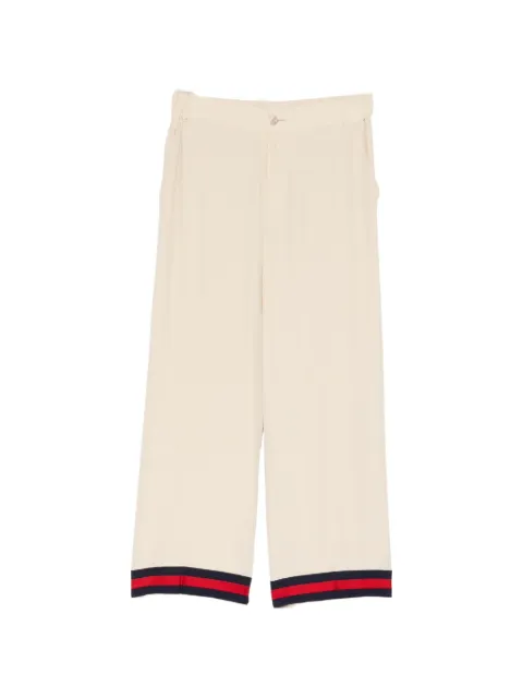 Gucci Pre-Owned Web stripe silk trousers Neutrals CSVM9441