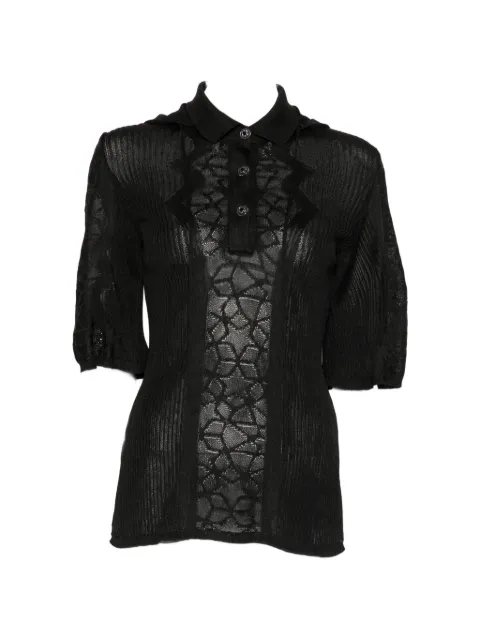 CHANEL Pre-Owned lace-panel drawstring polo Black CSVM9436