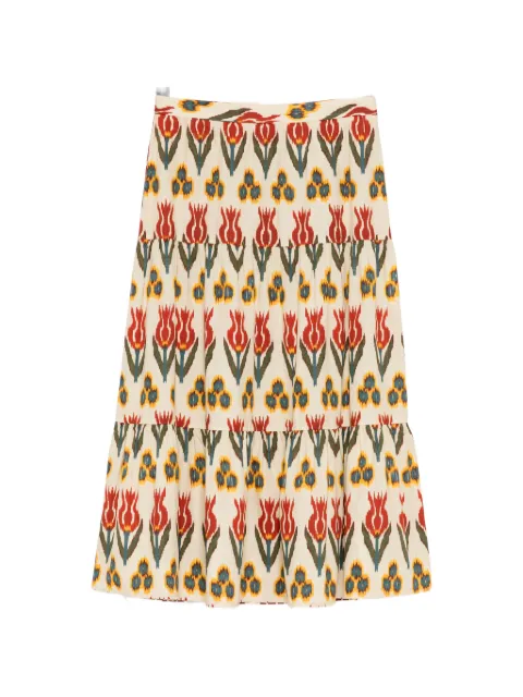 Red Valentino Vintage gathered-print midi skirt Neutrals CSVM9439