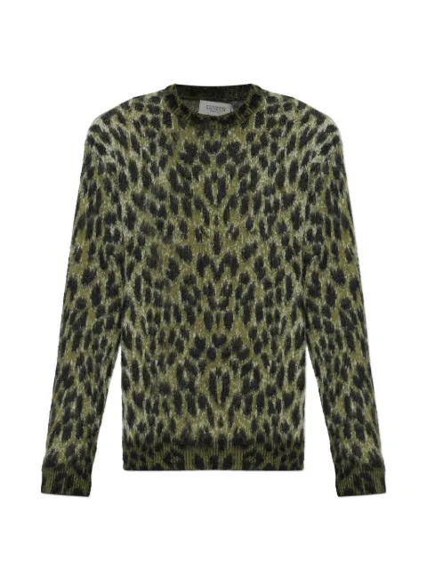 Laneus leopard-pattern sweater Green F6LAMAKN047
