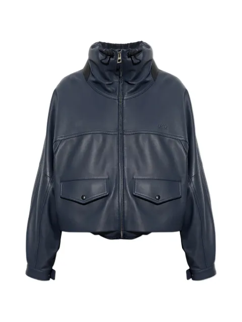 LOEWE stand-up-collar leather jacket Blue S359Y34LBS