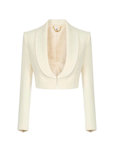 Elisabetta Franchi jacket made of lightweight crêpe and satin fabrics with peplum Neutrals GI26066E2