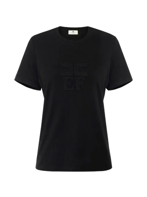 Elisabetta Franchi jersey T-shirt with logos Black MA75P66E2