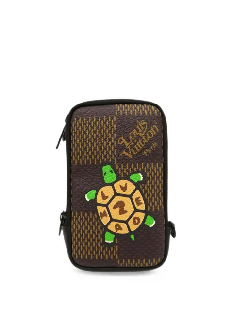 Louis Vuitton Pre-Owned 2020 Nigo Giant Damier Ebene Tortoise Double Phone Pouch crossbody bag Brown F382284UBANJAX7C
