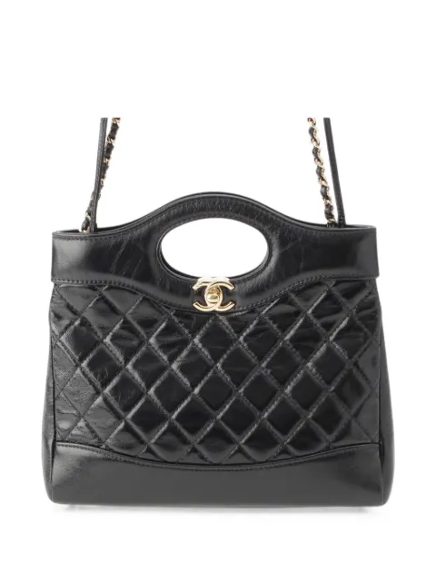 CHANEL Pre-Owned 2021-2026 Mini Quilted Glazed Calfskin 31 Shopping Bag satchel Black DEO9QMW3C780X4QA