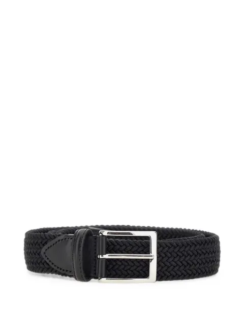 ATHISON braided leather-trim belt Black 15AP1500