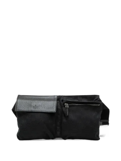Gucci Pre-Owned 2000-2015 GG Canvas Double Pocket belt bag Black PZUGEGBUPRP5WZM8