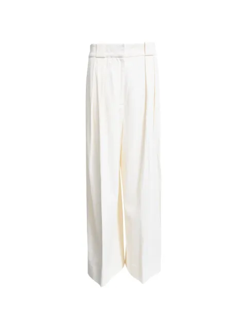 KHAITE Pre-Owned pleated wide-leg trousers White RFCPUHKCL757688W