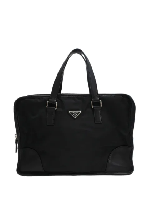 Prada Pre-Owned Enameled Metal Triangle briefcase Black RFCPUHKBA741625W