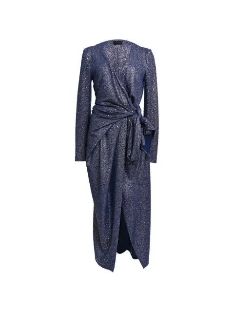 Talbot Runhof glittered wrap maxi dress Blue RFCPUHKCL757843W