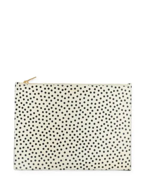 Saint Laurent Pre-Owned Polka dot zipped clutch bag Neutrals MRPPUHKSM463477W