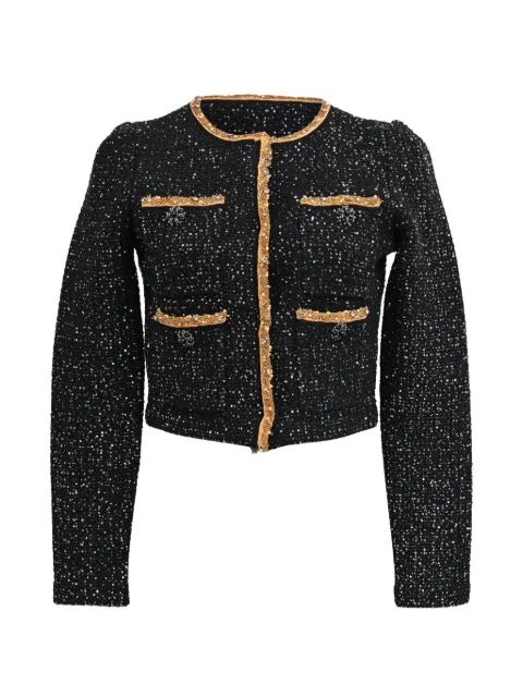 Self-Portrait sequined cropped sweater Black NAPPUHKCL655948W