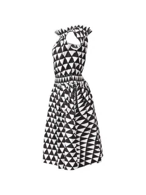Prada Pre-Owned geometric-print off-shoulder mini dress Black NAPPUHKCL535309W