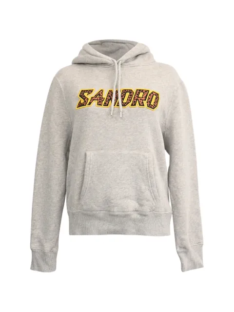 SANDRO logo-patch drawstring hoodie Grey RFCPUHKCL683283W