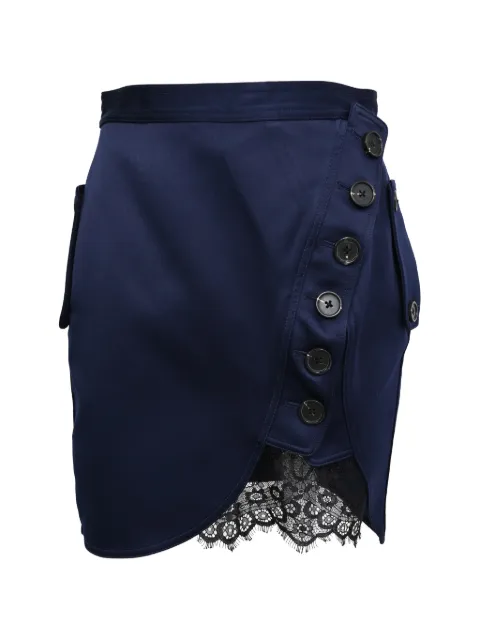 Self-Portrait lace-trim buttoned mini skirt Blue RFCPUHKCL757882W