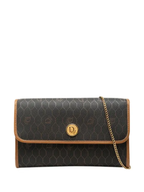Christian Dior Pre-Owned 20th Century Honeycomb Coated Canvas Chain Flap crossbody bag Black DXCAP2KF1WT1HCJH