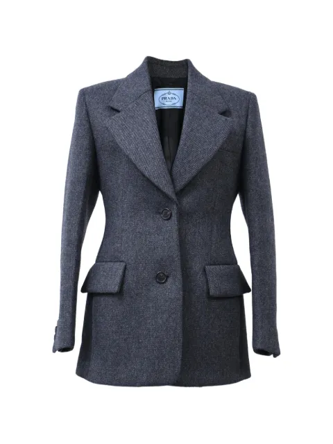Prada Pre-Owned Herringbone single-breasted blazer Grey NAPPUHKCL522102W