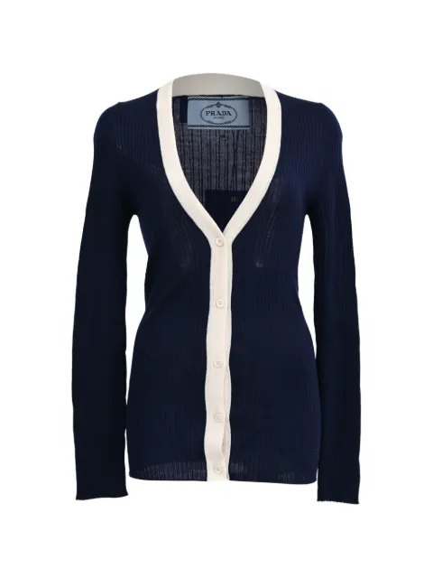 Prada Pre-Owned 2023 v-neck ribbed cardigan Blue RFCPUHKCL695417W