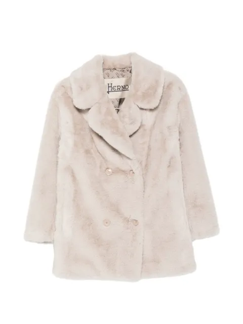 Herno faux-fur double-breasted coat Neutrals GC000581D12422