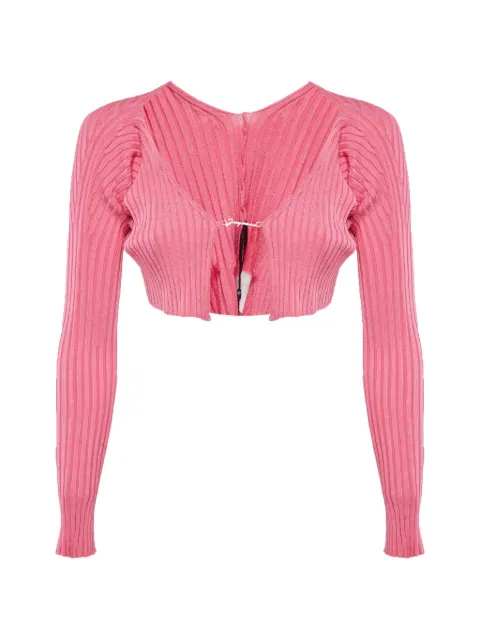 Jacquemus Pre-Owned La Maille Pralù rib-knit cropped cardigan Pink 1409637