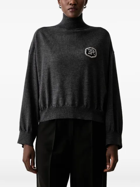 ERMANNO FIRENZE logo-patch roll-neck sweater Grey D49EM065E89
