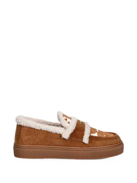 Inuikii shearling-trim cow-print loafers Brown 10060030031