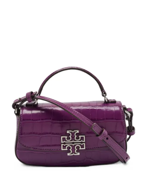 Tory Burch mini Britten crocodile-effect leather tote bag Purple 1409141