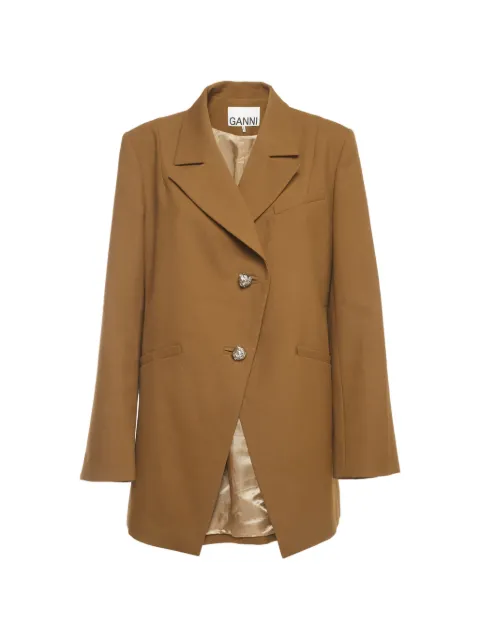 GANNI asymmetric single-breasted blazer Brown 1408236