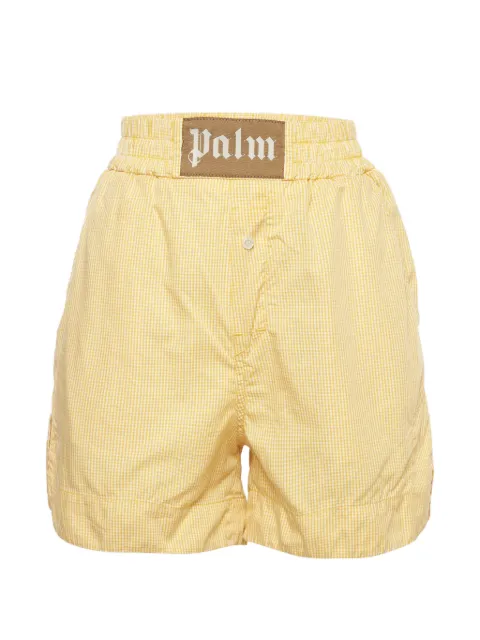 Palm Angels gingham logo-patch shorts Yellow 1406368